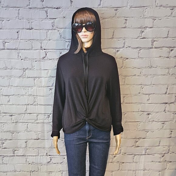 DREW - Black pullover front twist hoodie - Picture 4 of 11